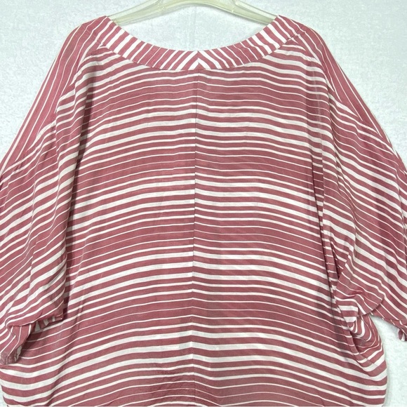 Express Boho Top Women's L Red White Stripe Tie Front V Neck Feminine Minimalist - Picture 8 of 12
